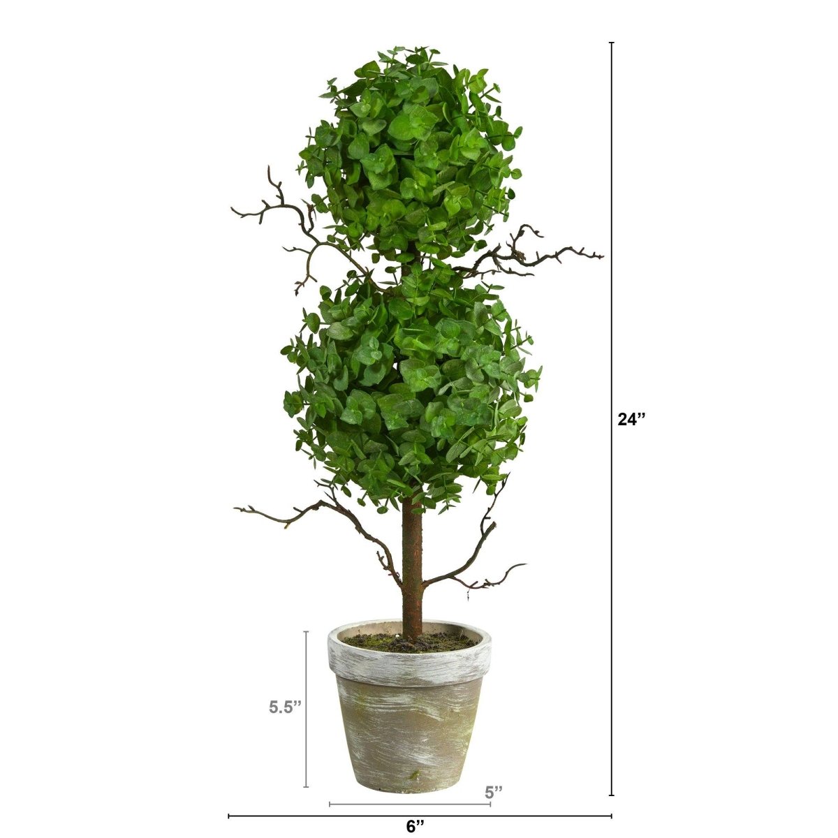Nearly Natural 2’ Eucalyptus Double Ball Topiary Artificial Tree