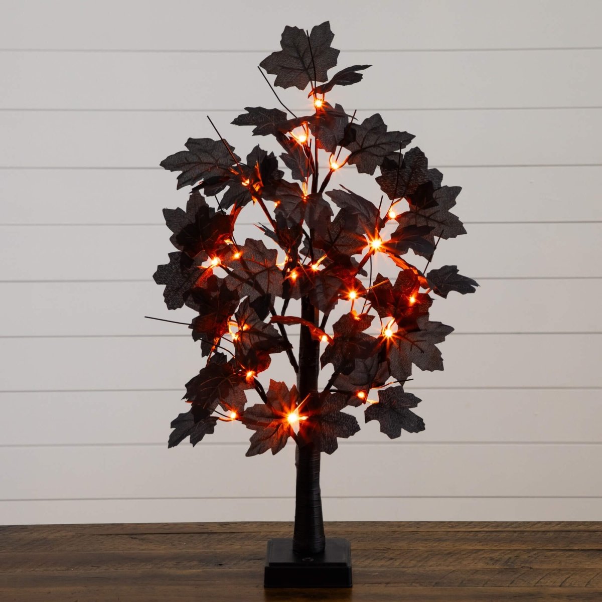 Nearly Natural 2' Pre-Lit Halloween Black Maple Tree with 24 Orange & Purple LEDs