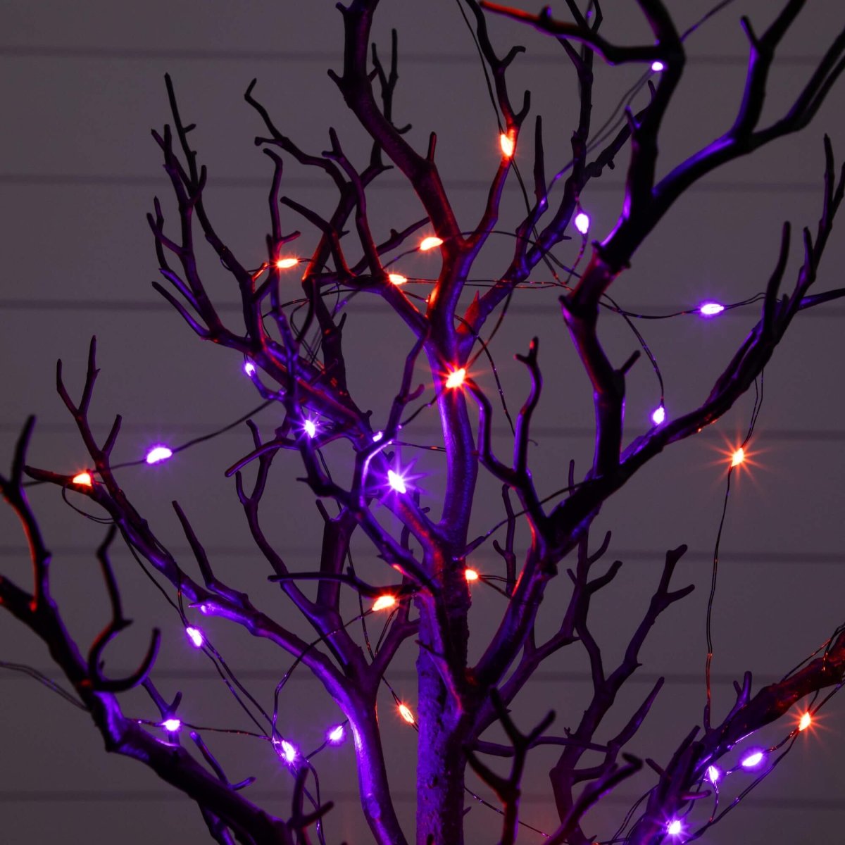 Nearly Natural 2' Pre-Lit Halloween Black Twig Tree with 60 Orange & Purple LEDs