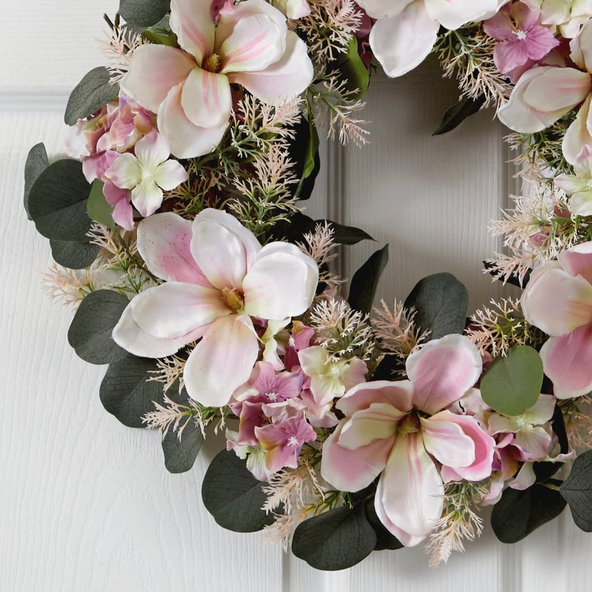 Nearly Natural 20” Hydrangea and Magnolia Artificial Wreath