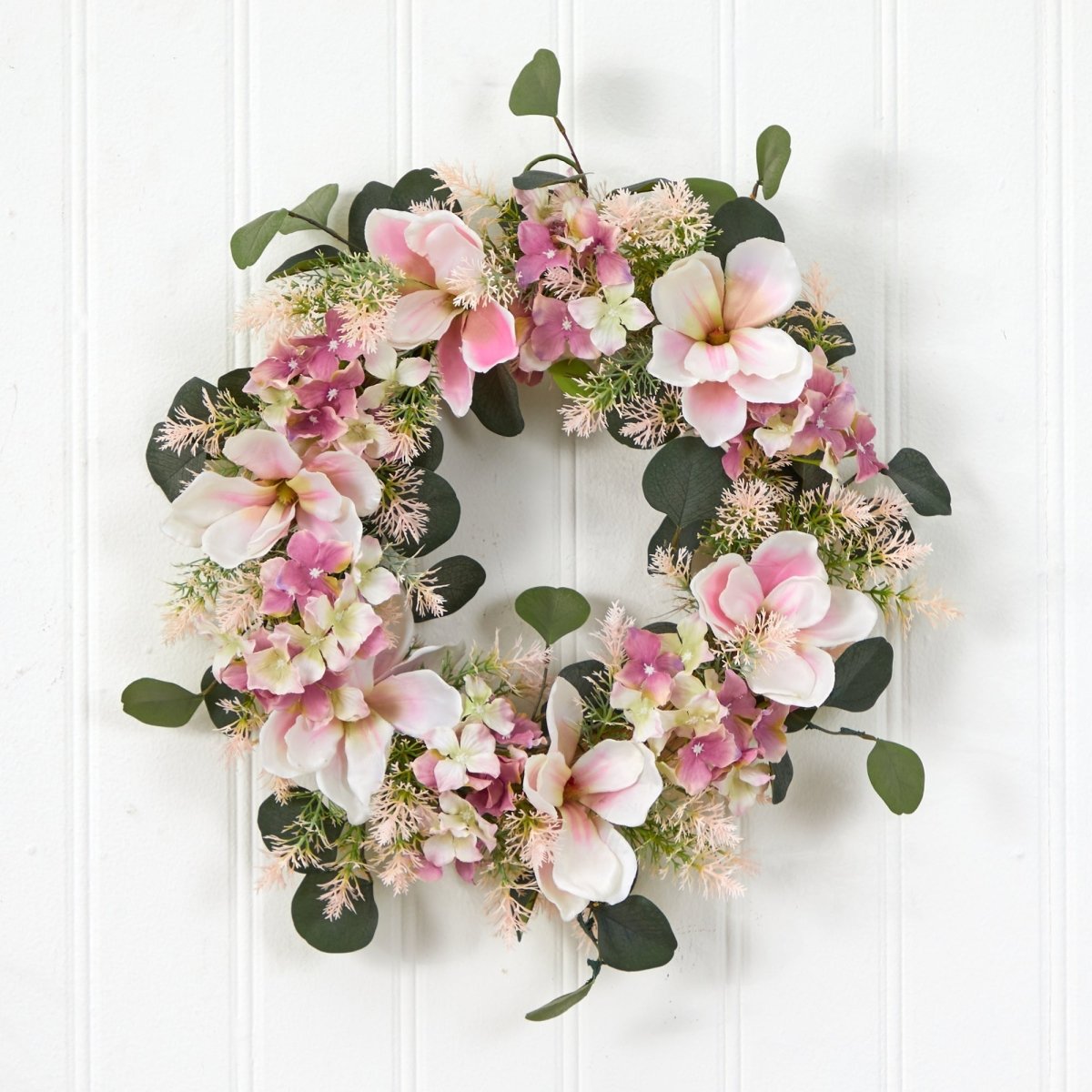 Nearly Natural 20” Hydrangea and Magnolia Artificial Wreath
