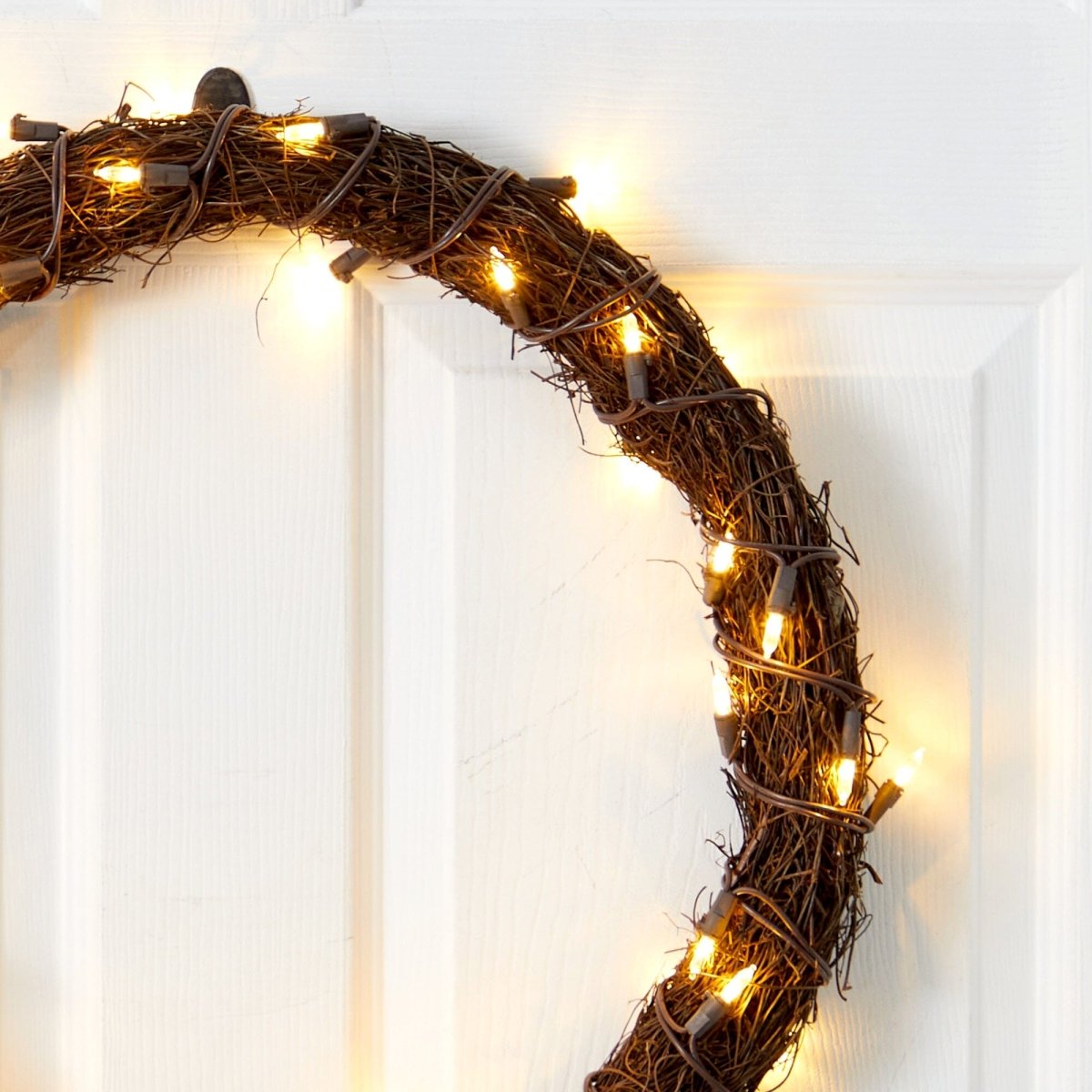 Nearly Natural 20" Illuminated Vine Wreath - 50 Warm White LED Lights Battery Operated