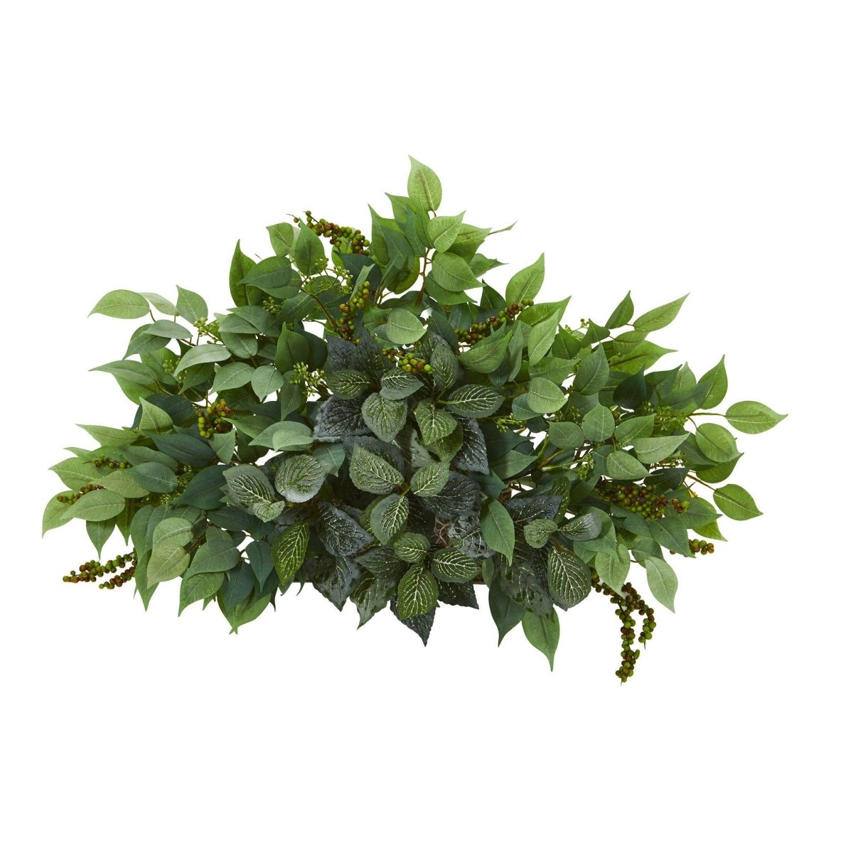 Nearly Natural 20” Mixed Ficus and Fittonia Artificial Ledge Plant