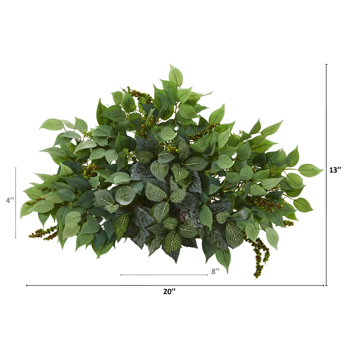 Nearly Natural 20” Mixed Ficus and Fittonia Artificial Ledge Plant