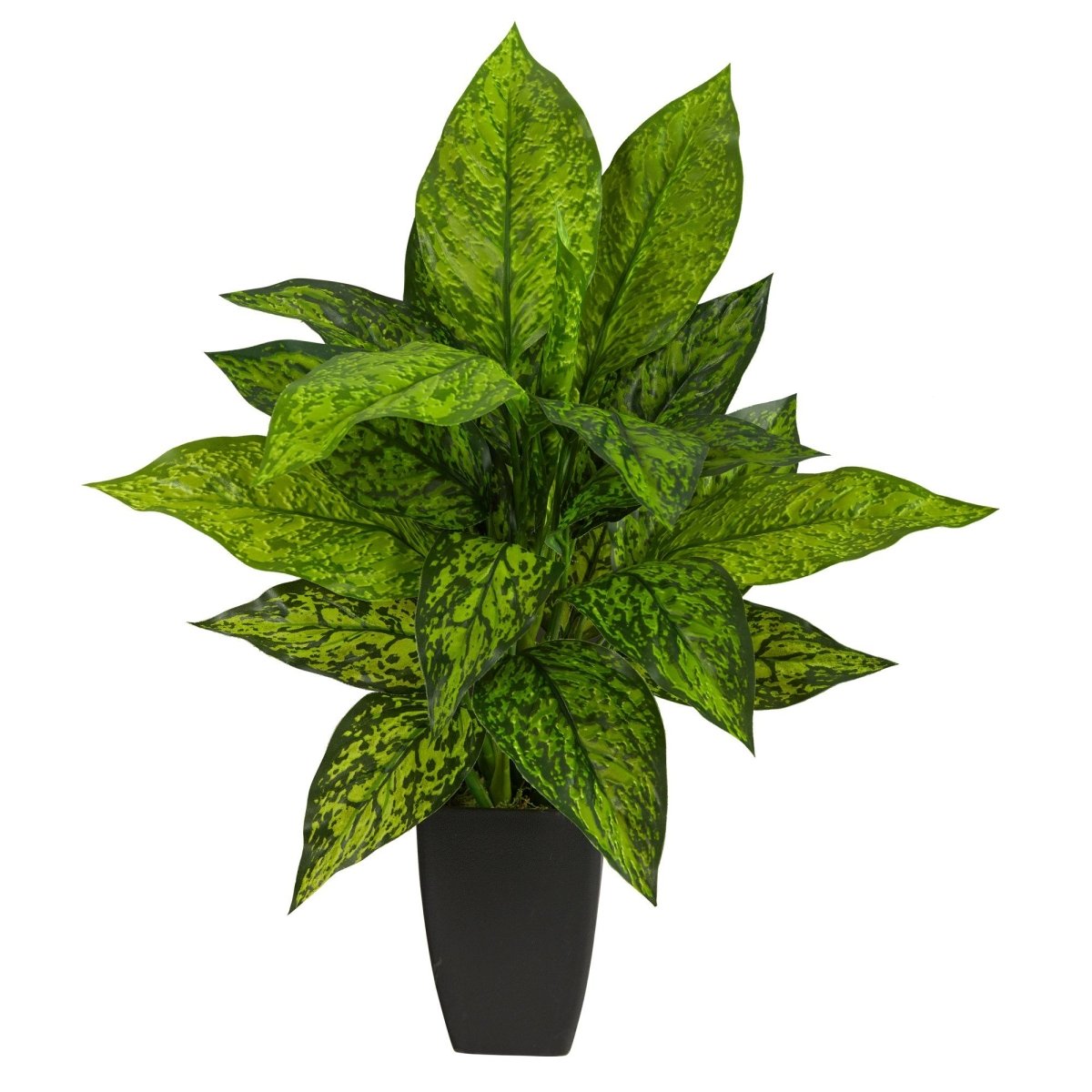 Nearly Natural 21” Dieffenbachia Artificial Plant in Black Planter