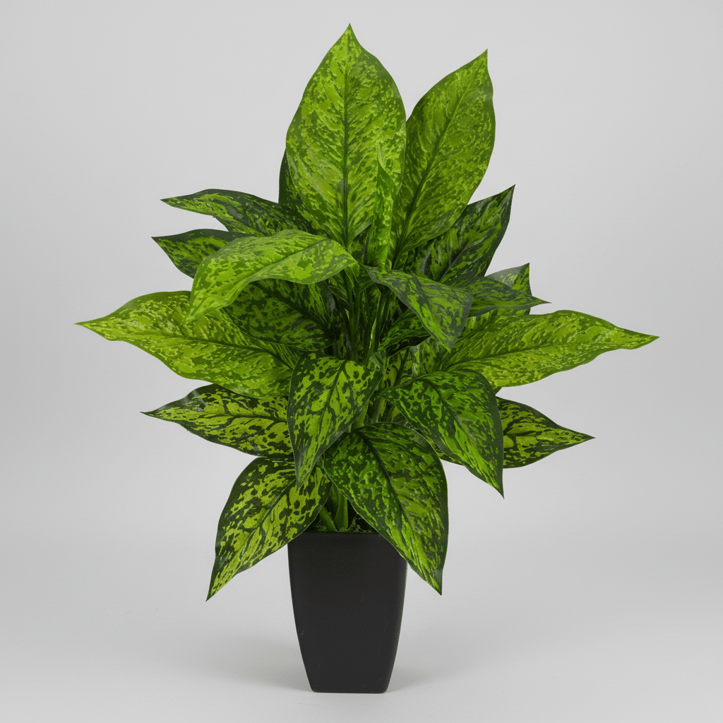 Nearly Natural 21” Dieffenbachia Artificial Plant in Black Planter