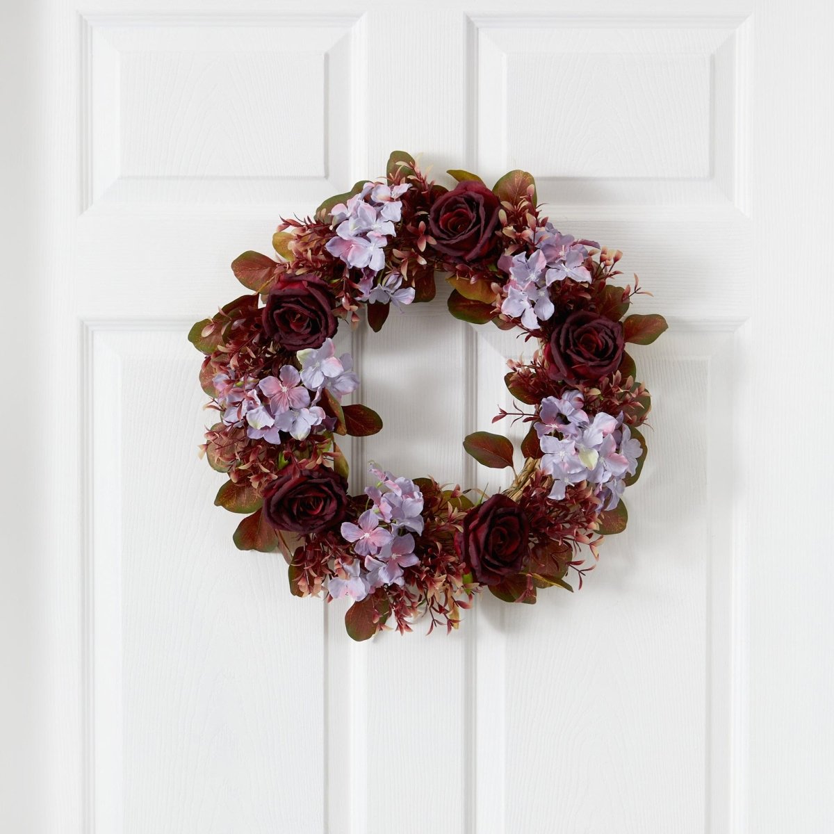 Nearly Natural 22” Fall Hydrangea and Rose Autumn Artificial Wreath