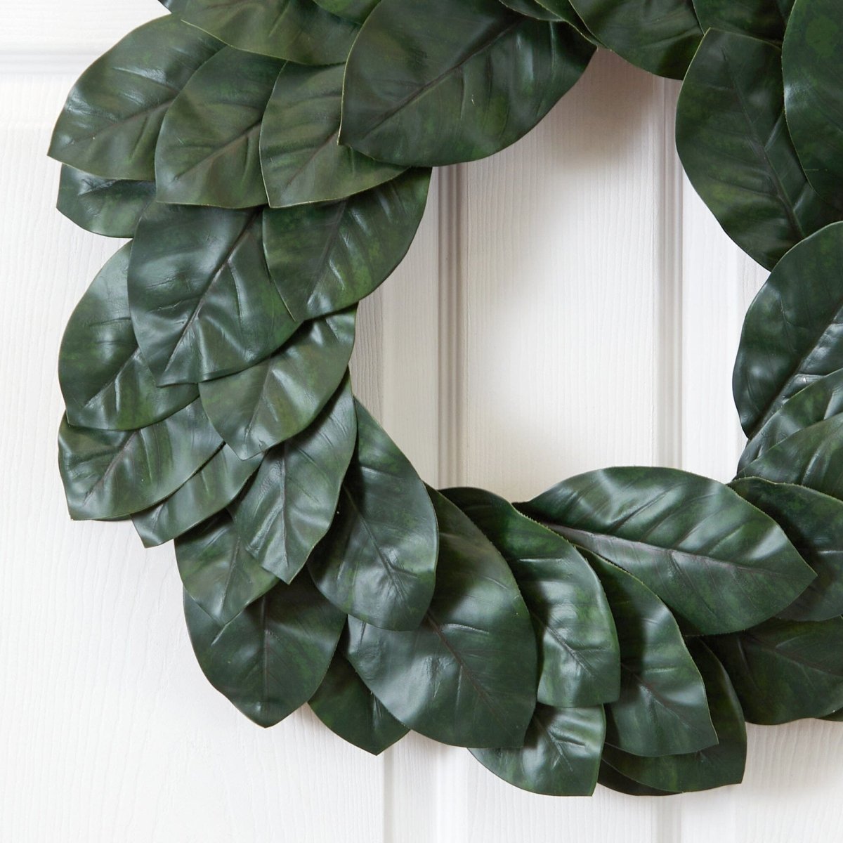 Nearly Natural 24" Magnolia Leaf Artificial Wreath - Layered Green Design