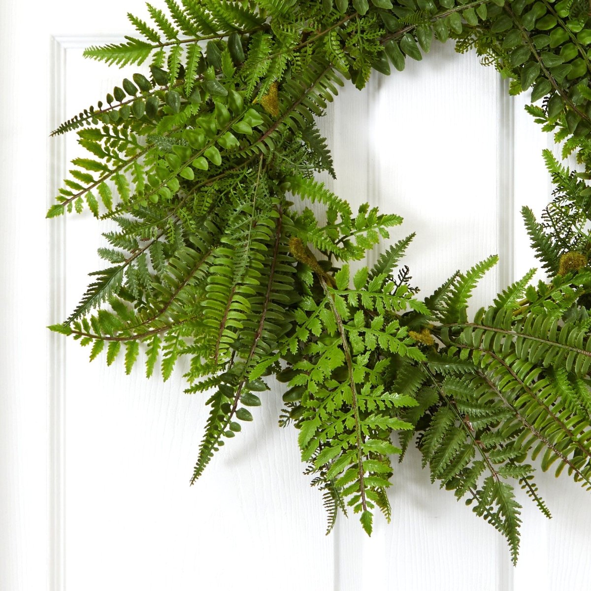 Nearly Natural 24" Mixed Fern Artificial Wreath - Lush Green Door Decor