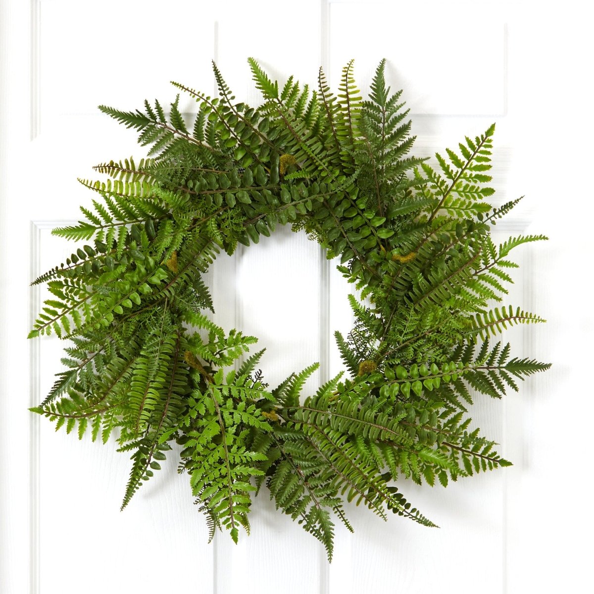 Nearly Natural 24" Mixed Fern Artificial Wreath - Lush Green Door Decor