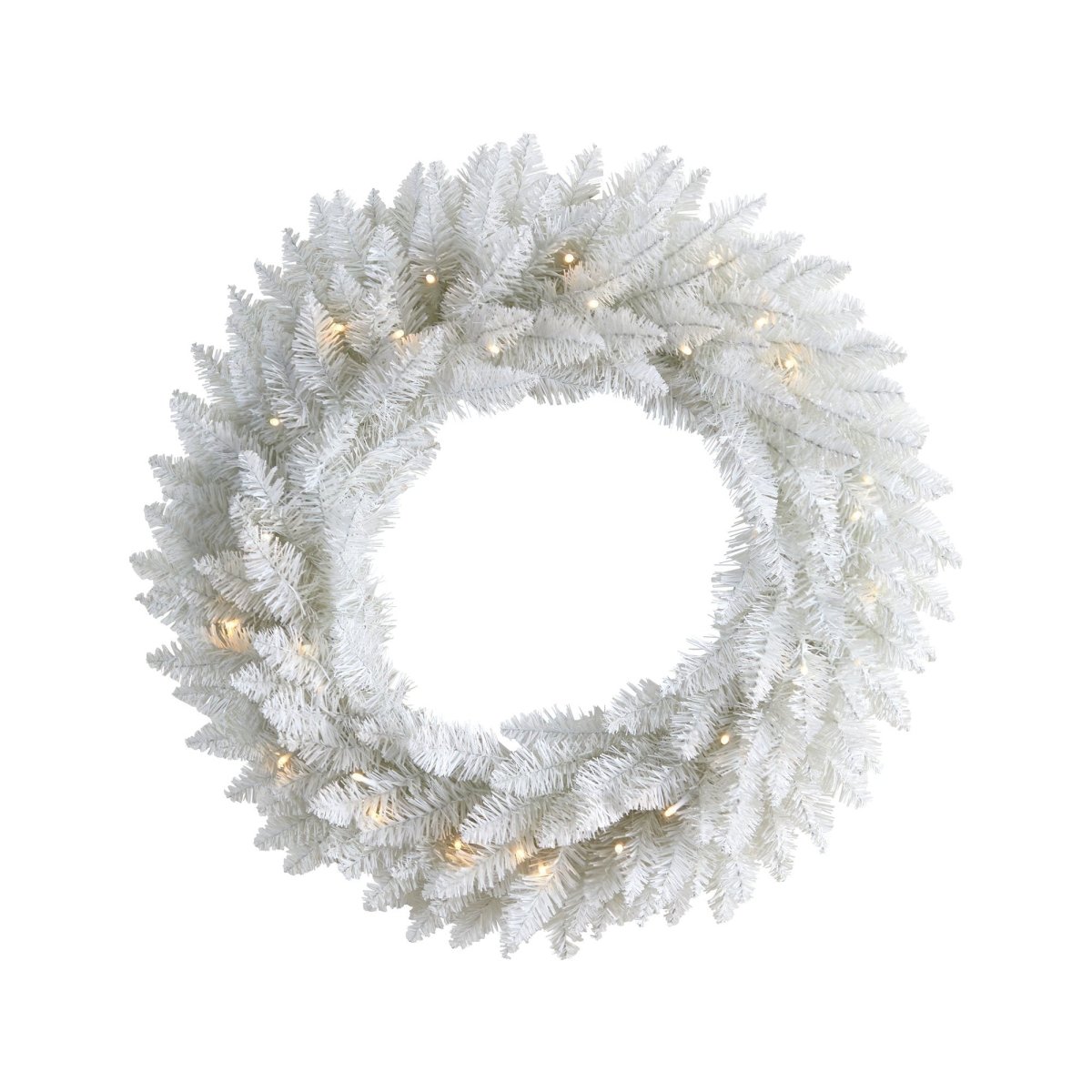 Nearly Natural 24" Pre - Lit Colorado Spruce Christmas Wreath - 179 Branches, 35 LED Lights