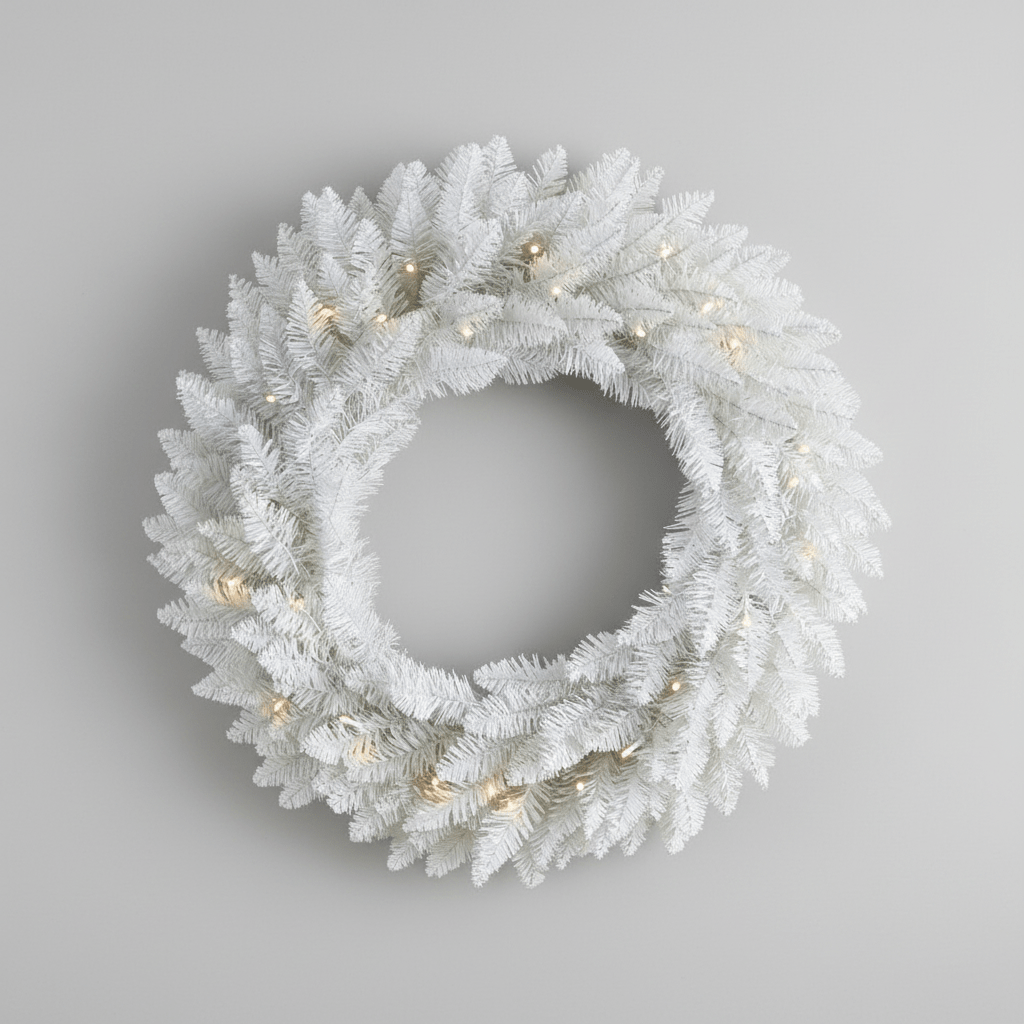 Nearly Natural 24" Pre - Lit Colorado Spruce Christmas Wreath - 179 Branches, 35 LED Lights