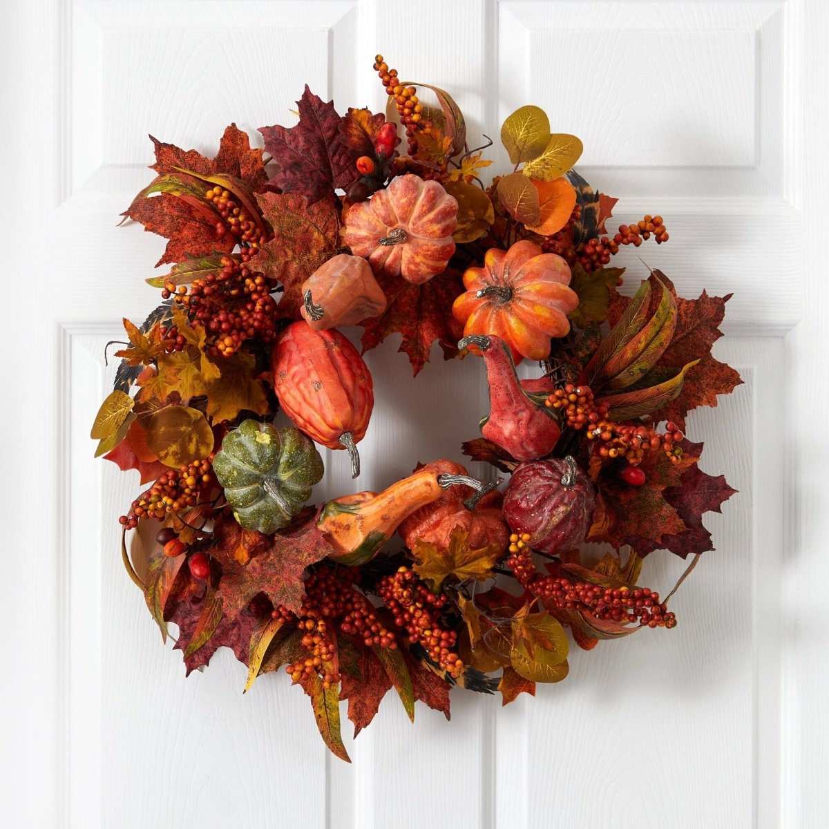 Nearly Natural 24" Pumpkin & Berry Wreath