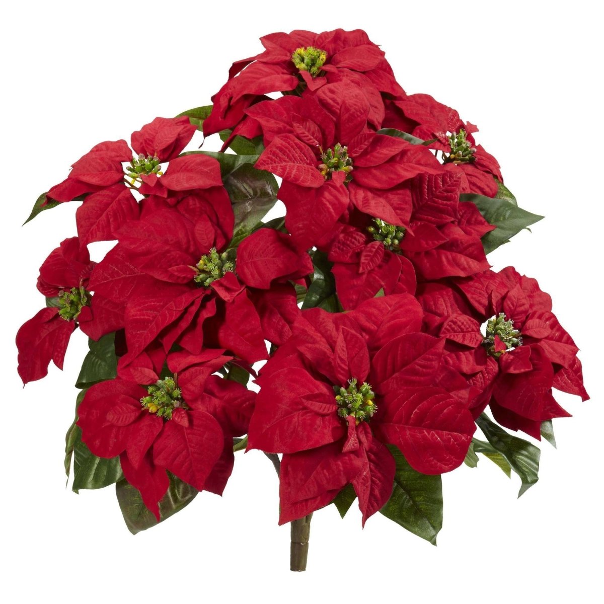 Nearly Natural 24" Red Poinsettia Artificial Stems - Set of 2 | Holiday Decor