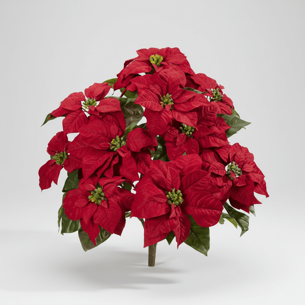 Nearly Natural 24" Red Poinsettia Artificial Stems - Set of 2 | Holiday Decor