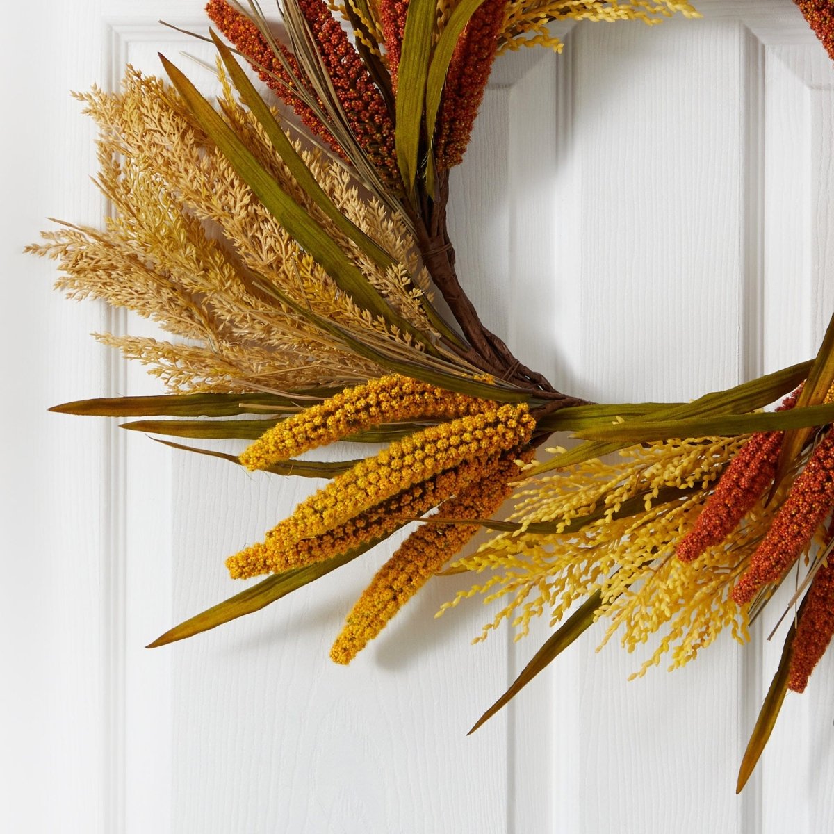 Nearly Natural 25” Sorghum Harvest Artificial Wreath