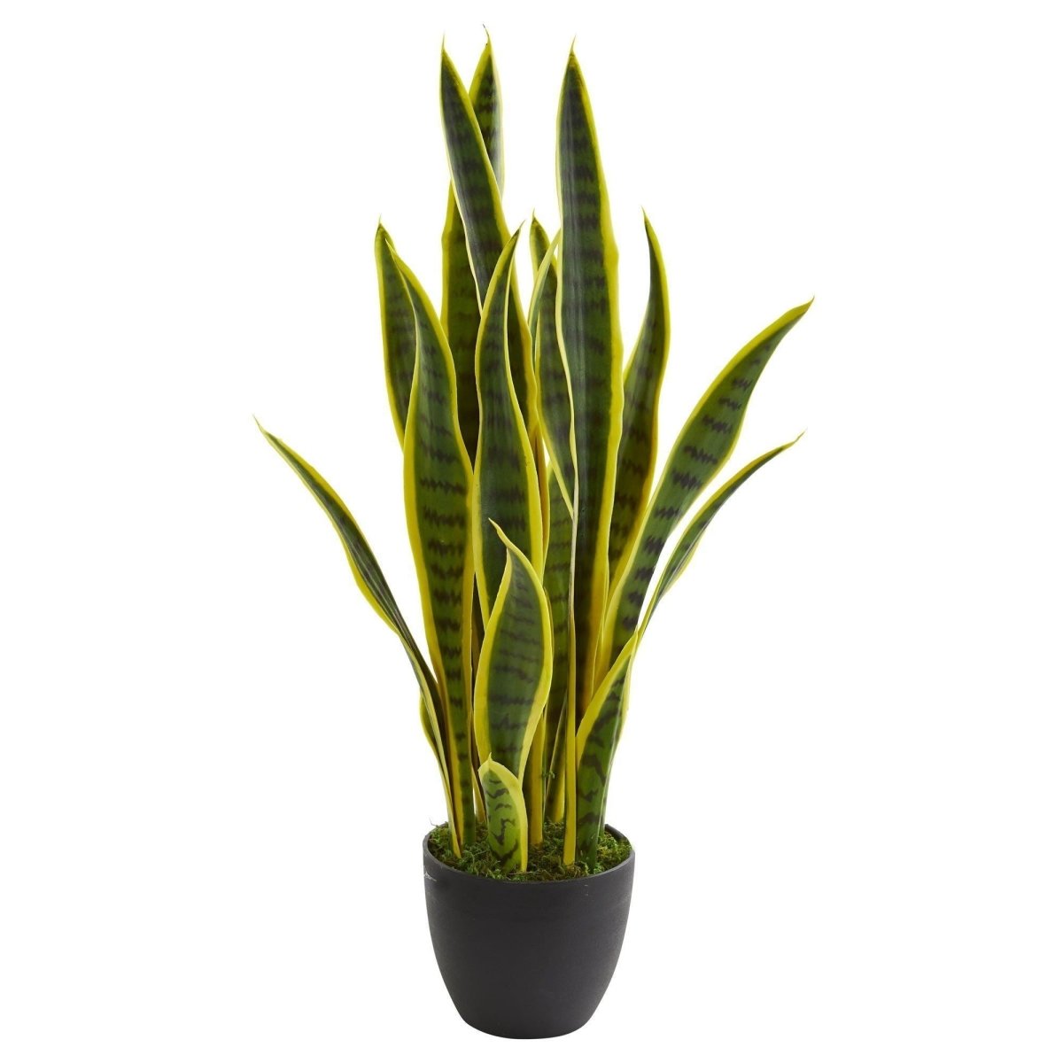Nearly Natural 26" Artificial Snake Plant Yellow Striped Sansevieria with Pot