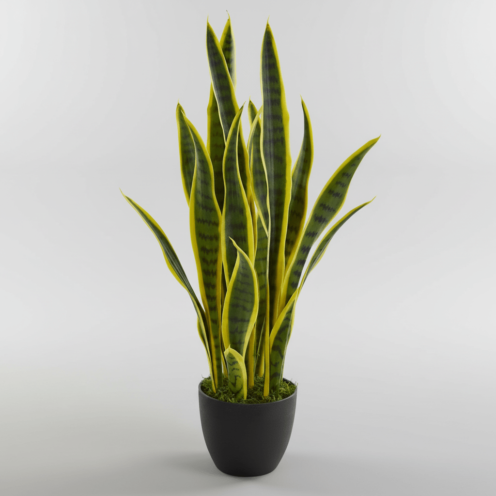Nearly Natural 26" Artificial Snake Plant Yellow Striped Sansevieria with Pot