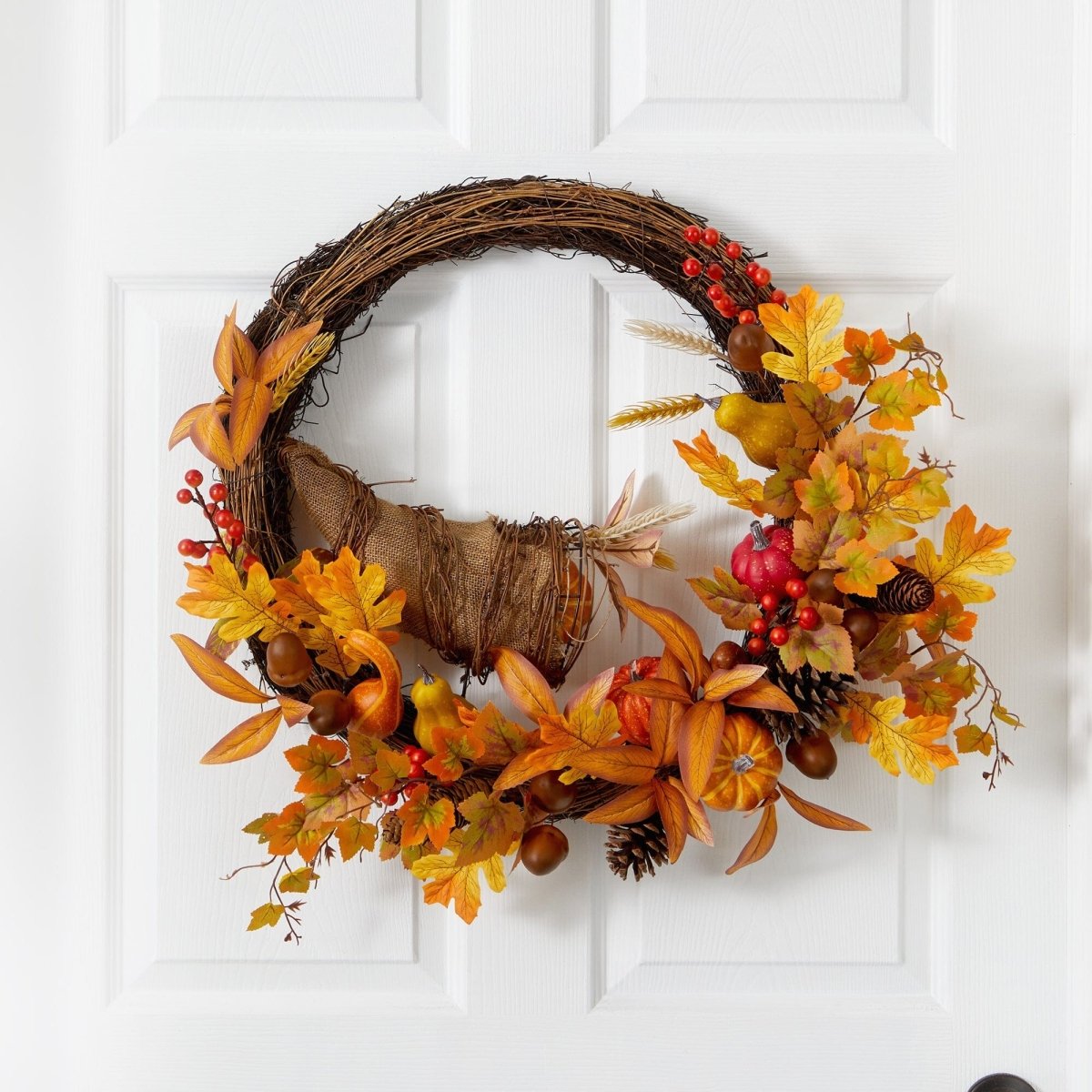 Nearly Natural 26” Autumn Artificial Cornucopia Fall Wreath