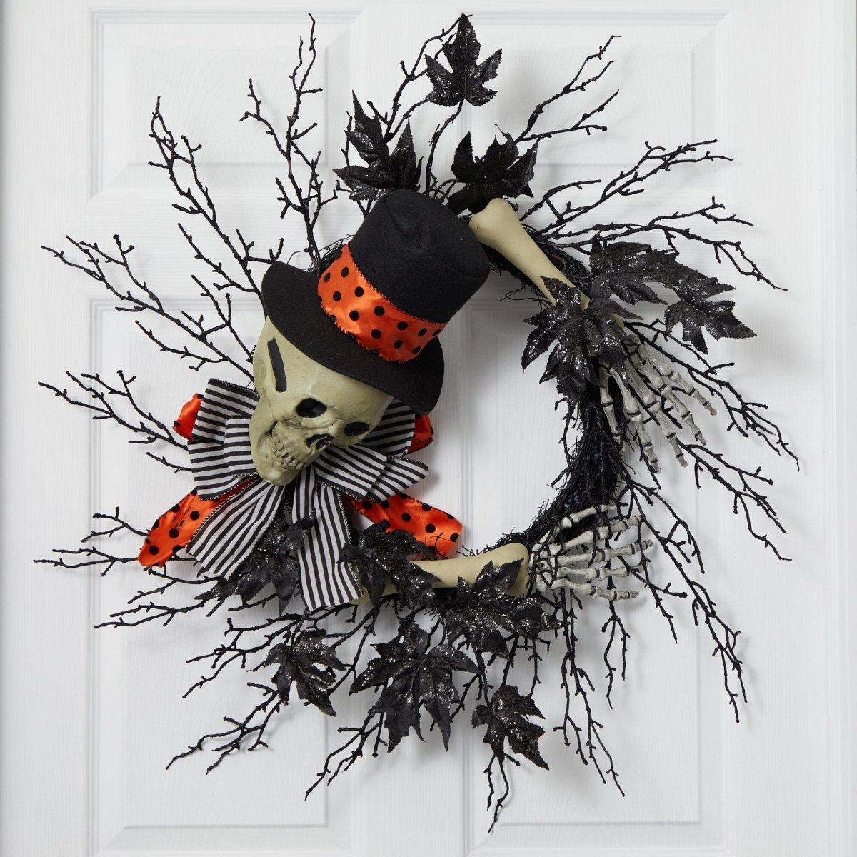 Nearly Natural 26" Halloween Dapper Skeleton Wreath