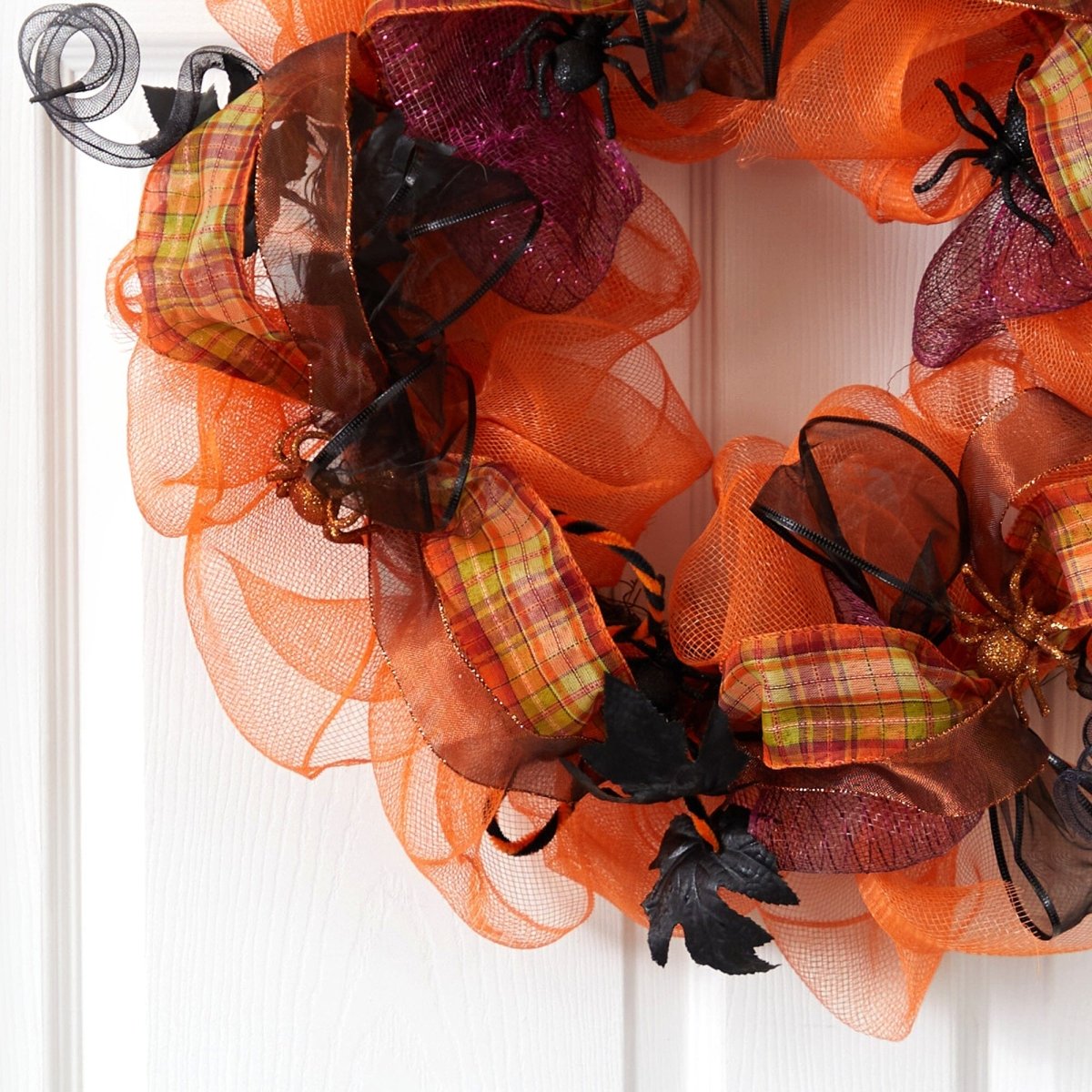 Nearly Natural 26" Halloween Spider Mesh Wreath