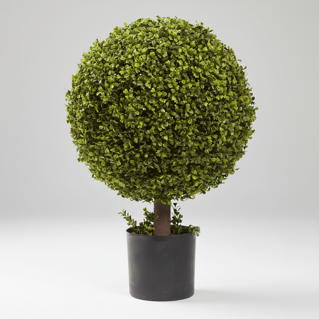 Nearly Natural 27" Artificial Boxwood Ball Topiary with Pot - Realistic Green