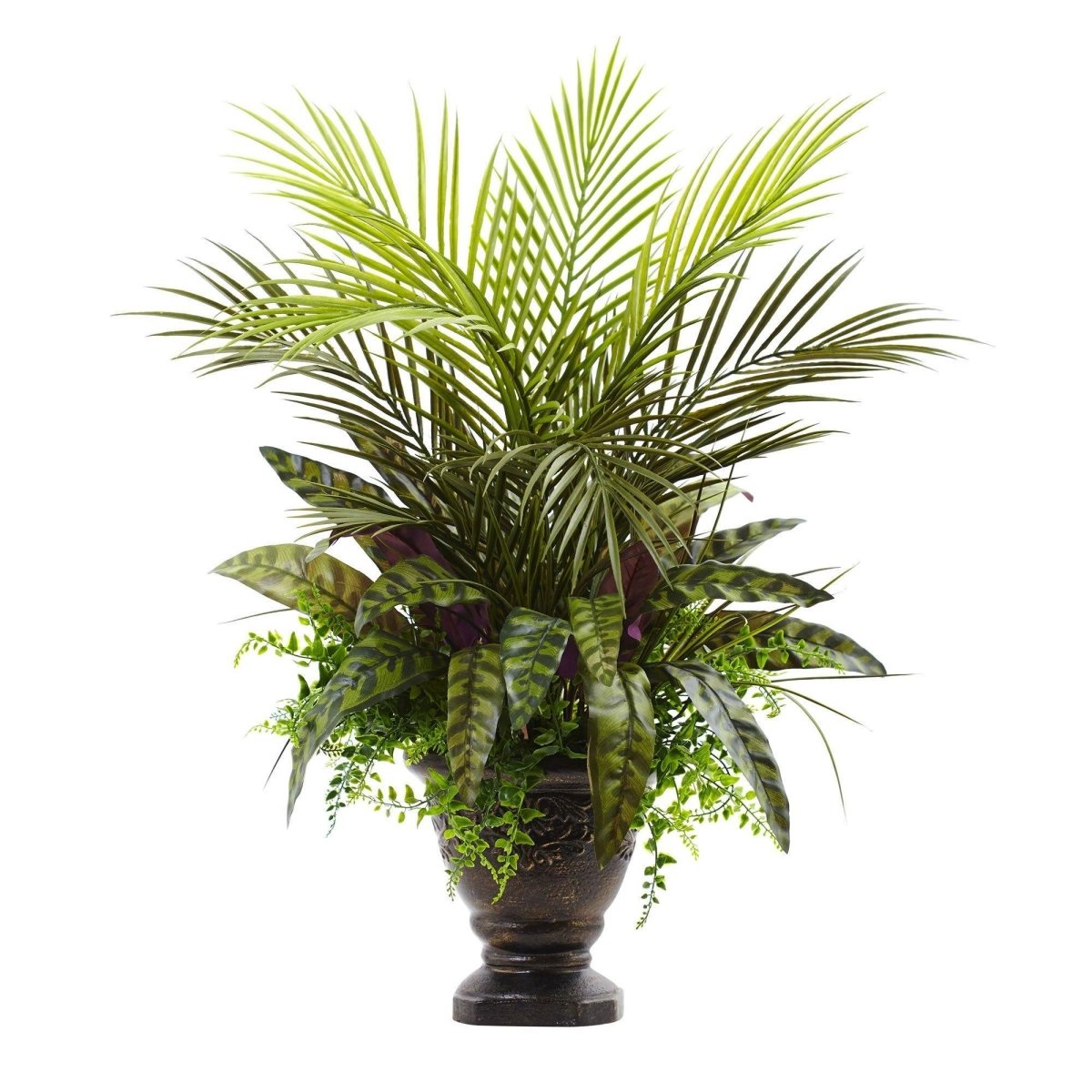 Nearly Natural 27” Mixed Areca Palm, Fern & Peacock w/Planter