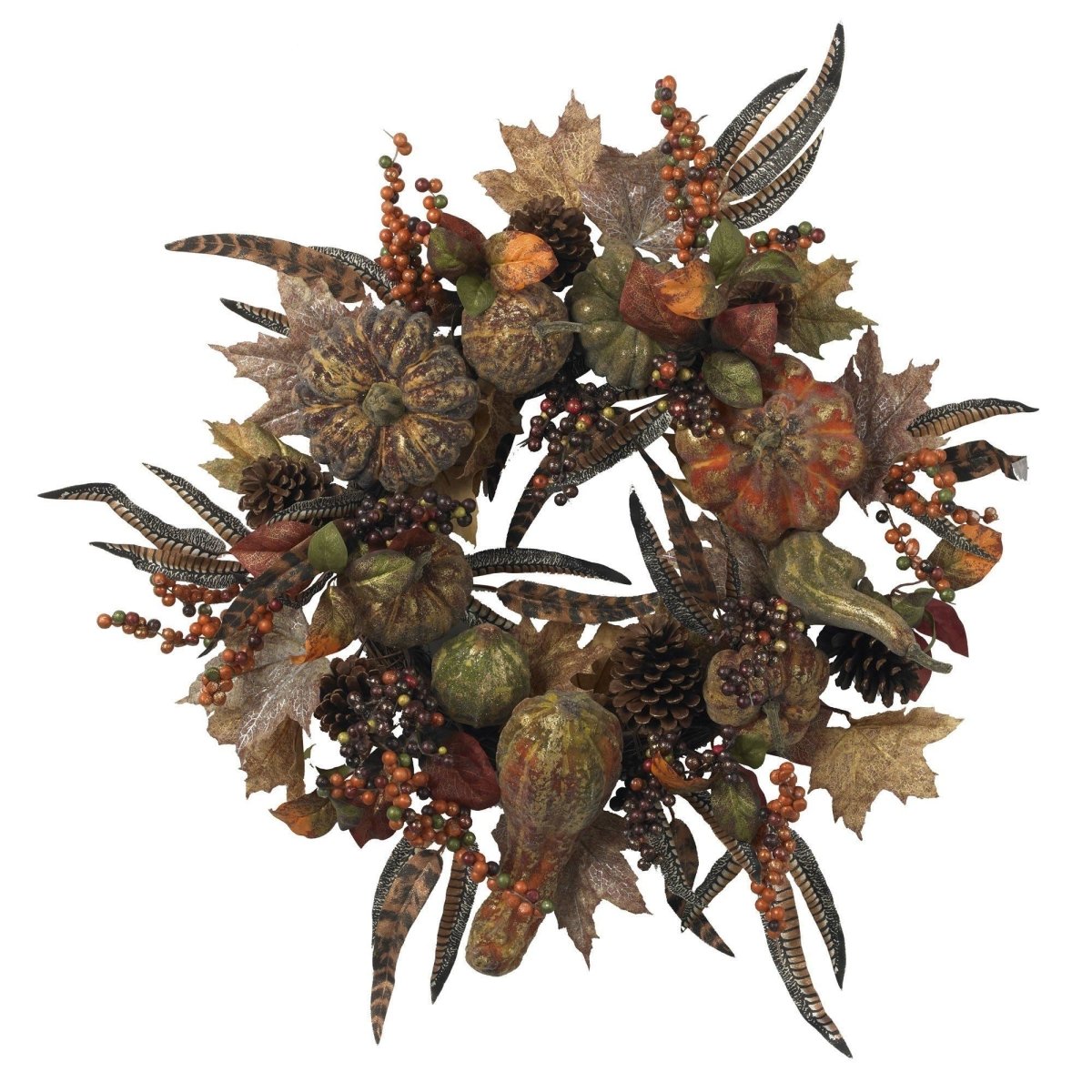 Nearly Natural 28" Autumn Pumpkin Wreath