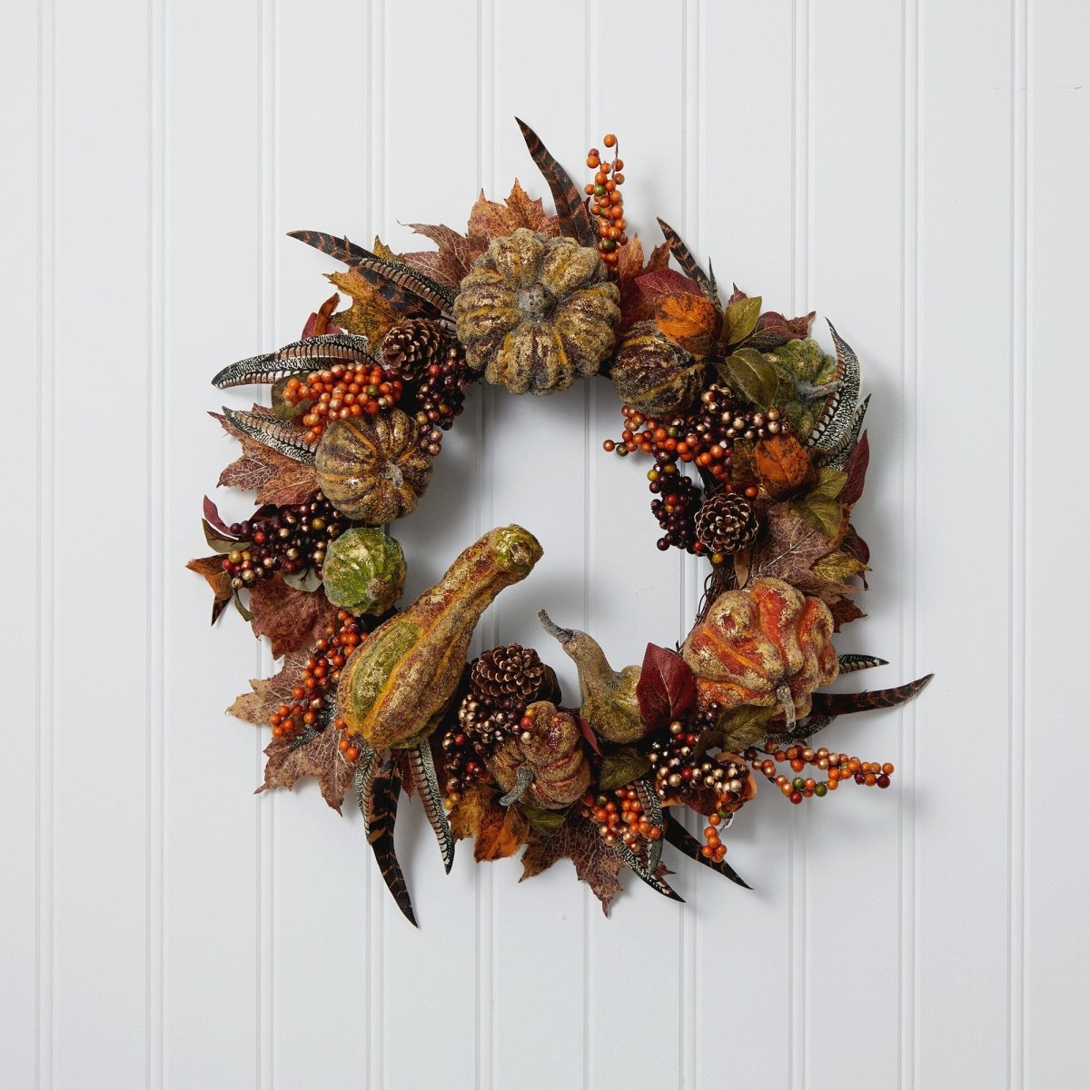 Nearly Natural 28" Autumn Pumpkin Wreath