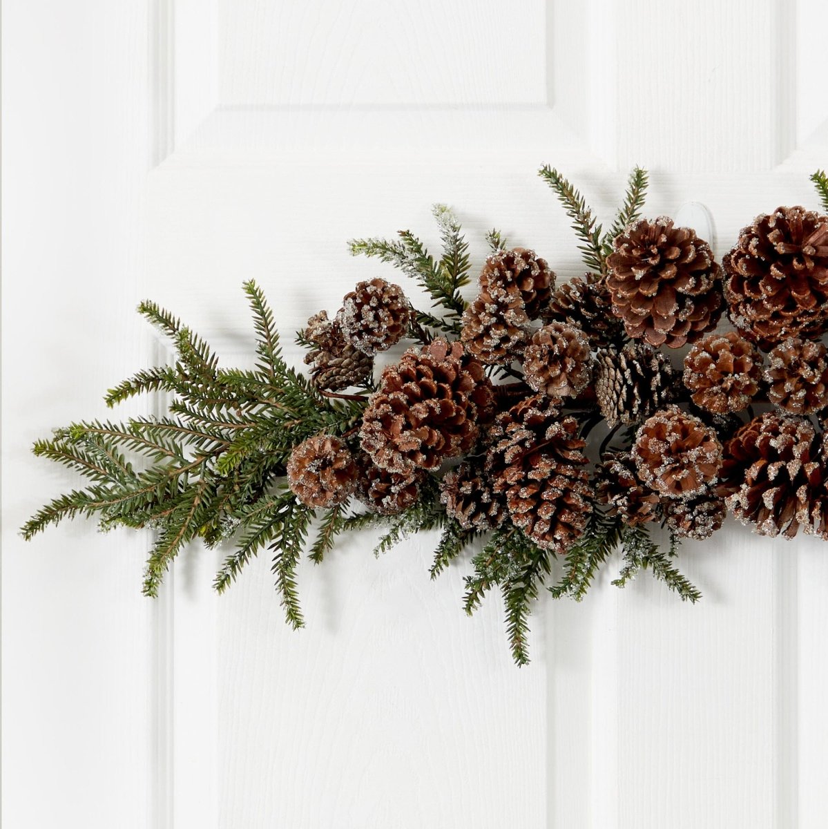 Nearly Natural 28” Iced Pine Cone Swag Garland