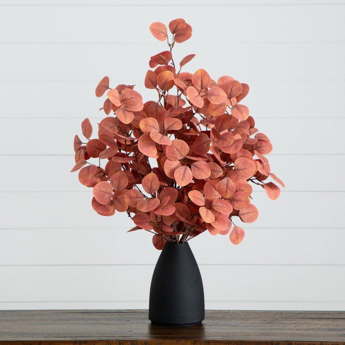 Nearly Natural 29” Autumn Eucalyptus Artificial Fall Arrangement in Black Vase
