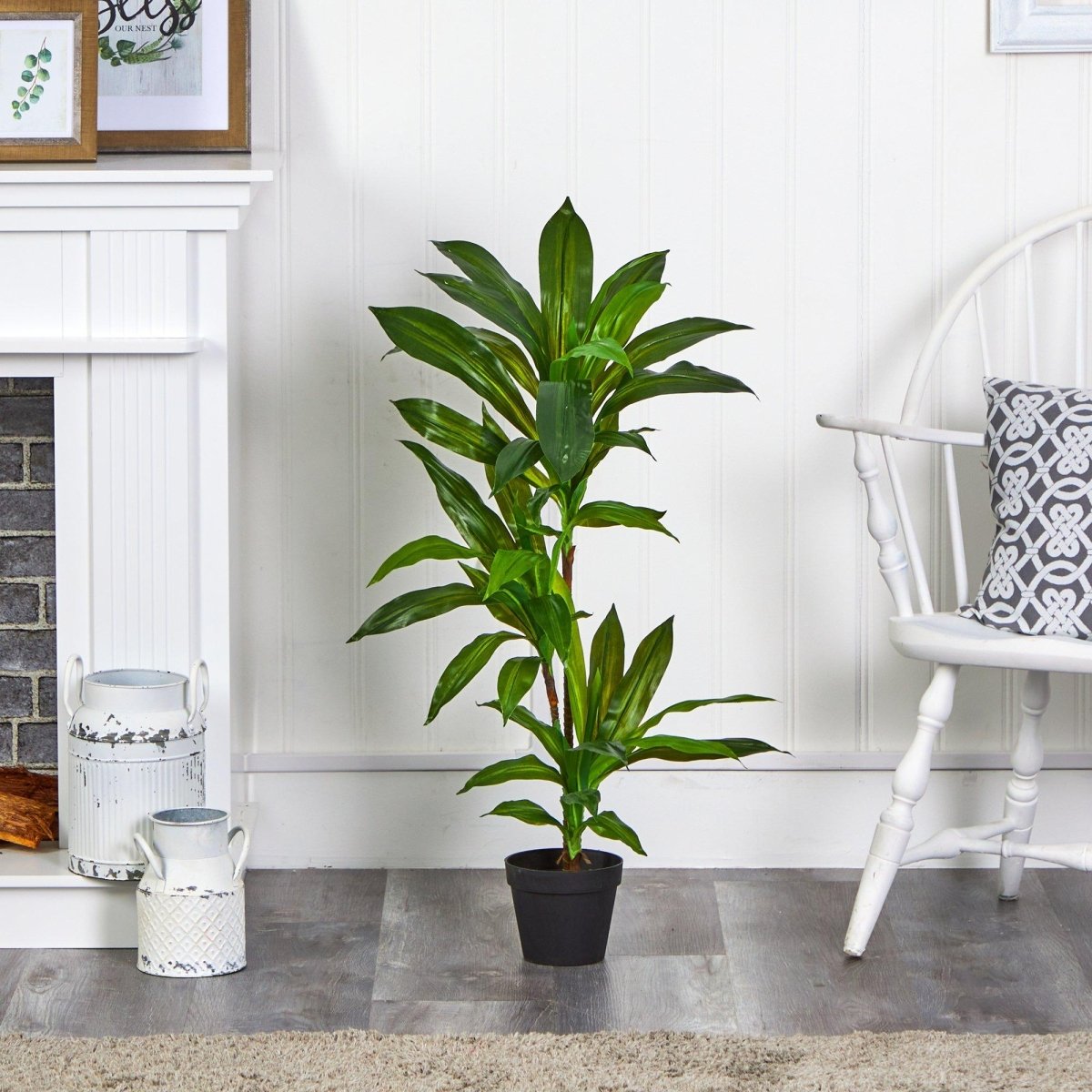 dracaena fake plant Nearly Natural 3 ft. Real Touch Artificial Dracaena Plant