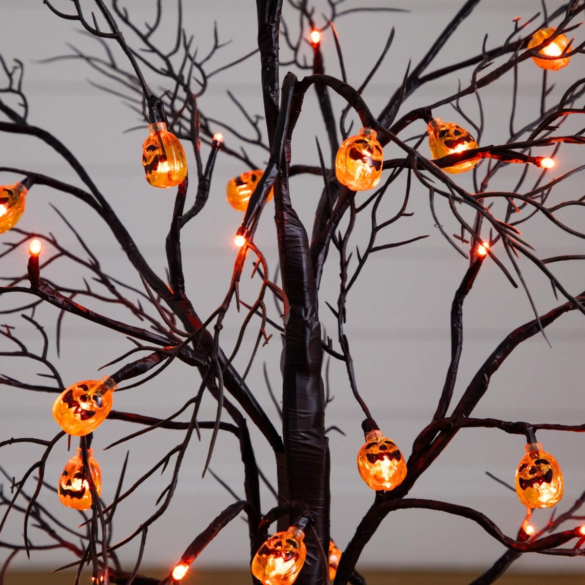Nearly Natural 3' Pre-Lit Black Twig Halloween Tree with Pumpkin Lights