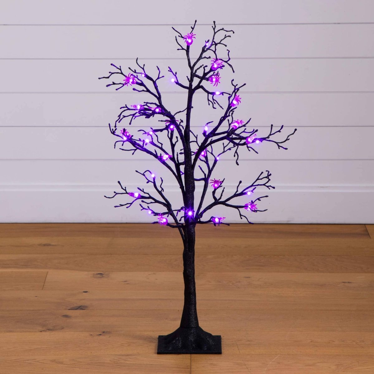 Nearly Natural 3' Pre-Lit Halloween Spider Twig Tree with 36 Purple LEDs