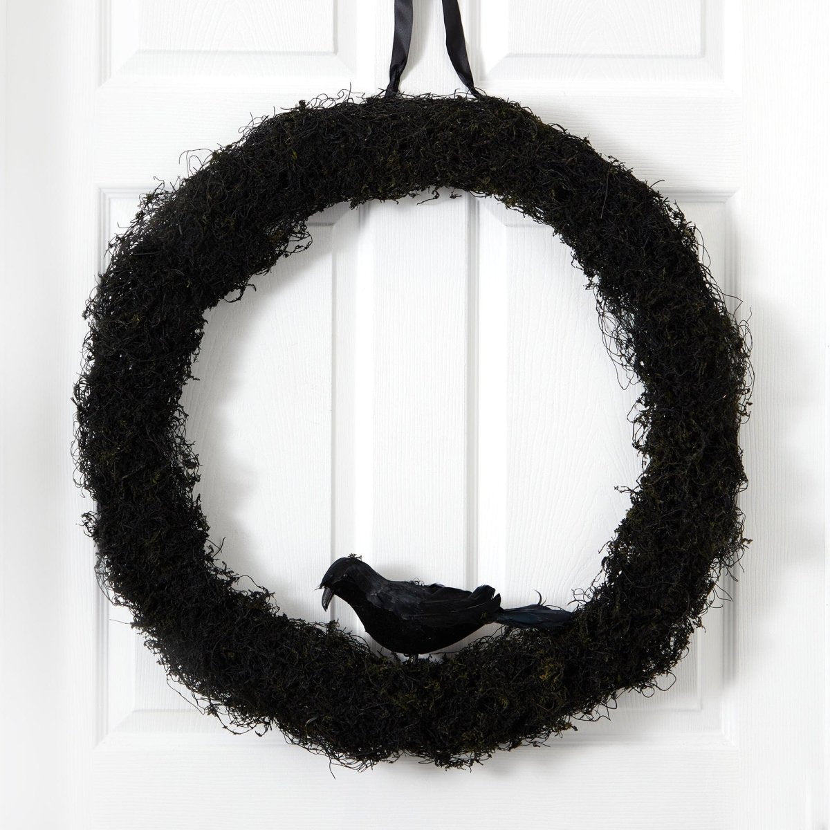Nearly Natural 30" Black Raven Twig Wreath - Halloween Door Decoration