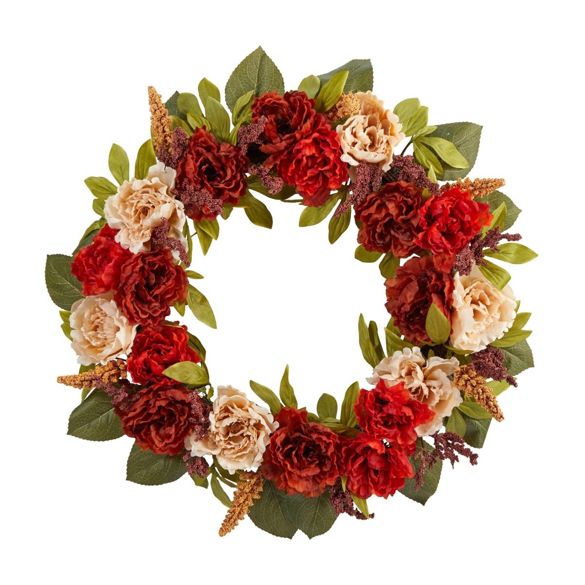 Nearly Natural 30” Harvest and Peony Artificial Wreath
