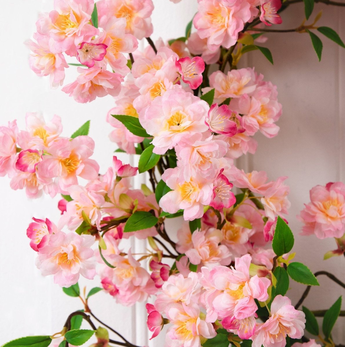 Nearly Natural 30" Pink Cherry Blossom Wreath - Artificial Floral Door Decor