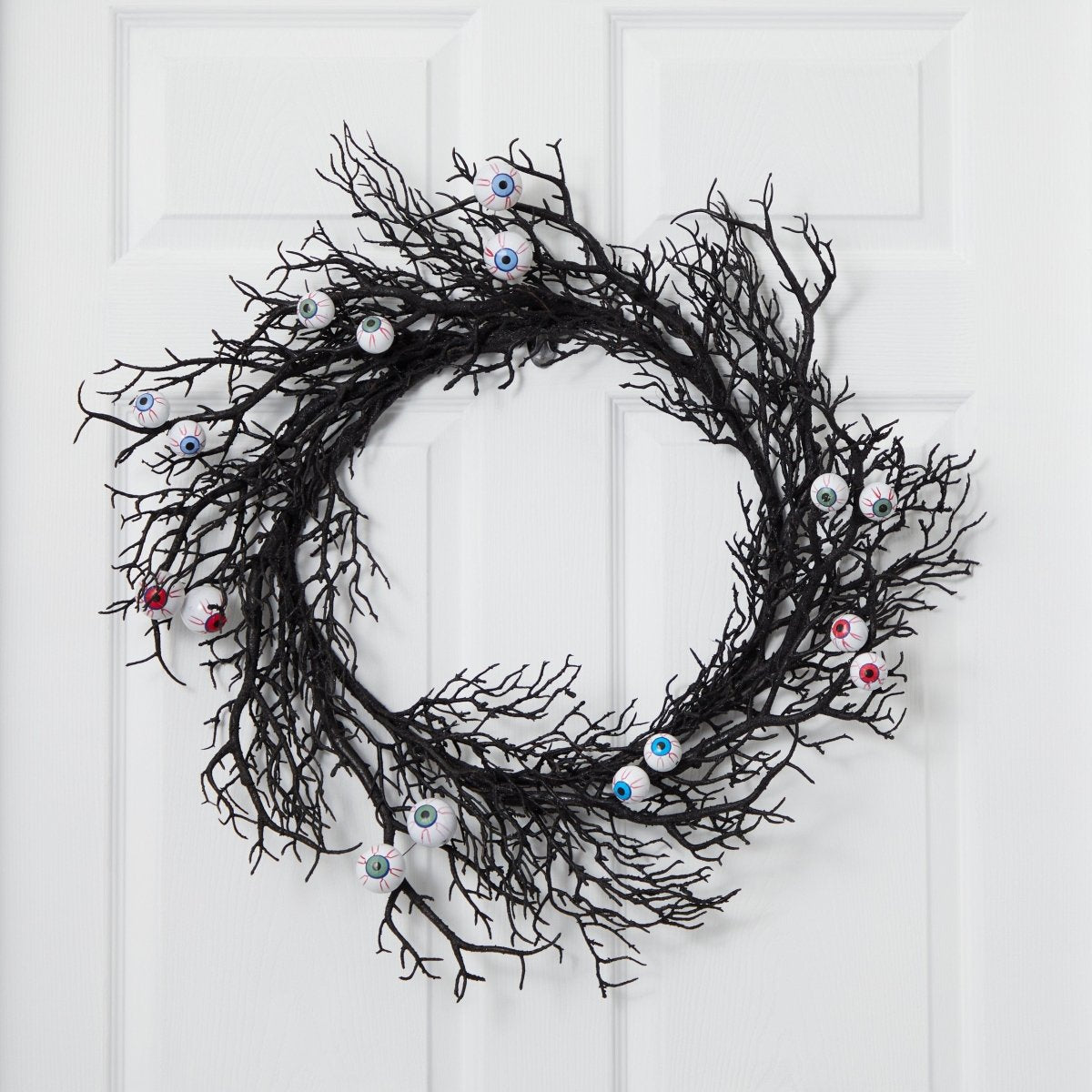 Nearly Natural 30" Spooky Eyeball Twig Wreath - Halloween Door Decor