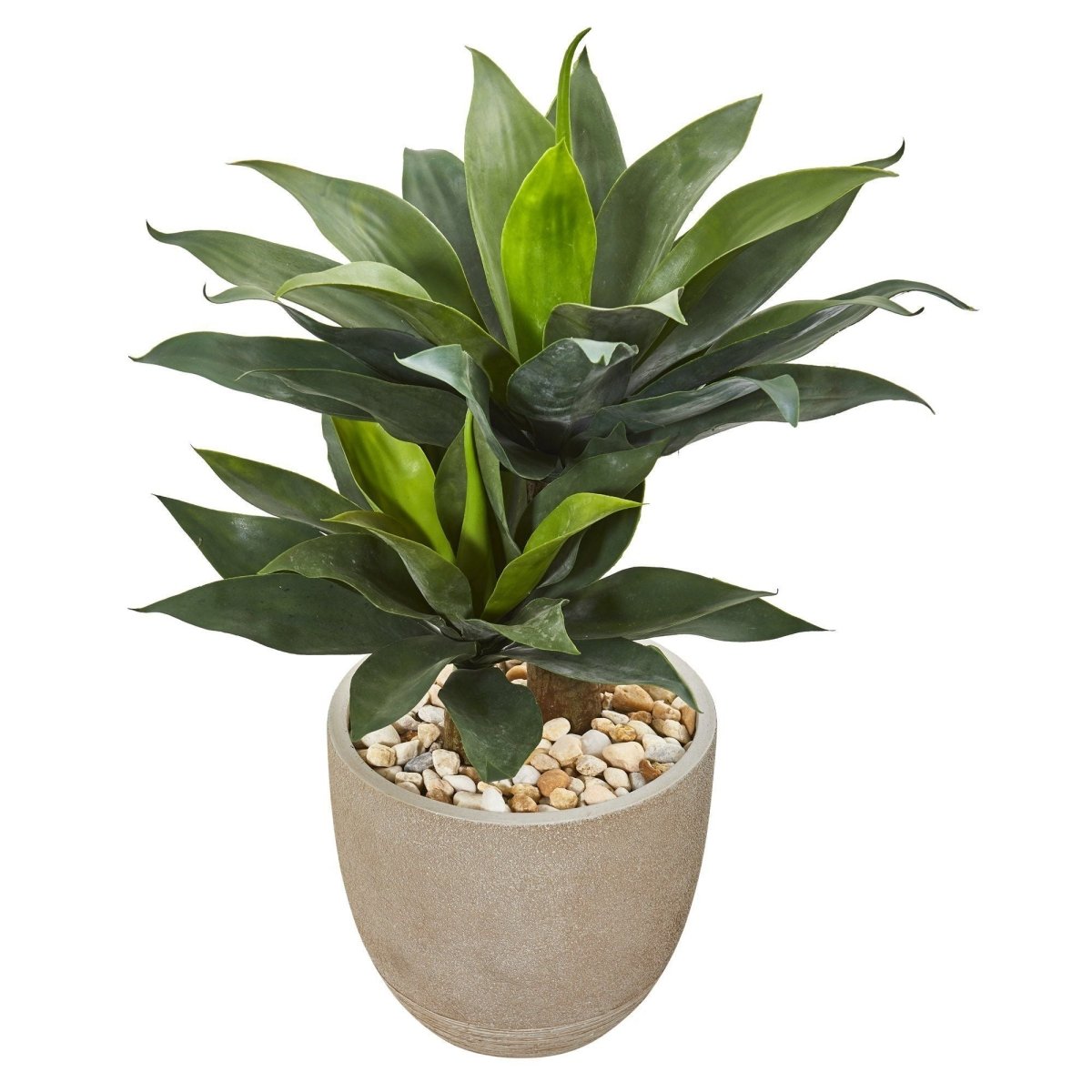 Nearly Natural 34” Double Agave Succulent Artificial Plant in Sand Stone Planter