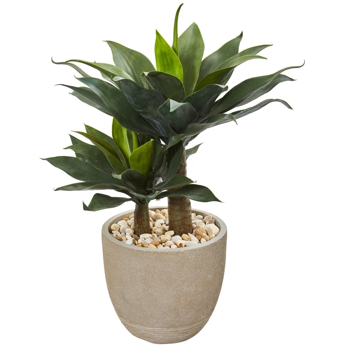 Nearly Natural 34” Double Agave Succulent Artificial Plant in Sand Stone Planter