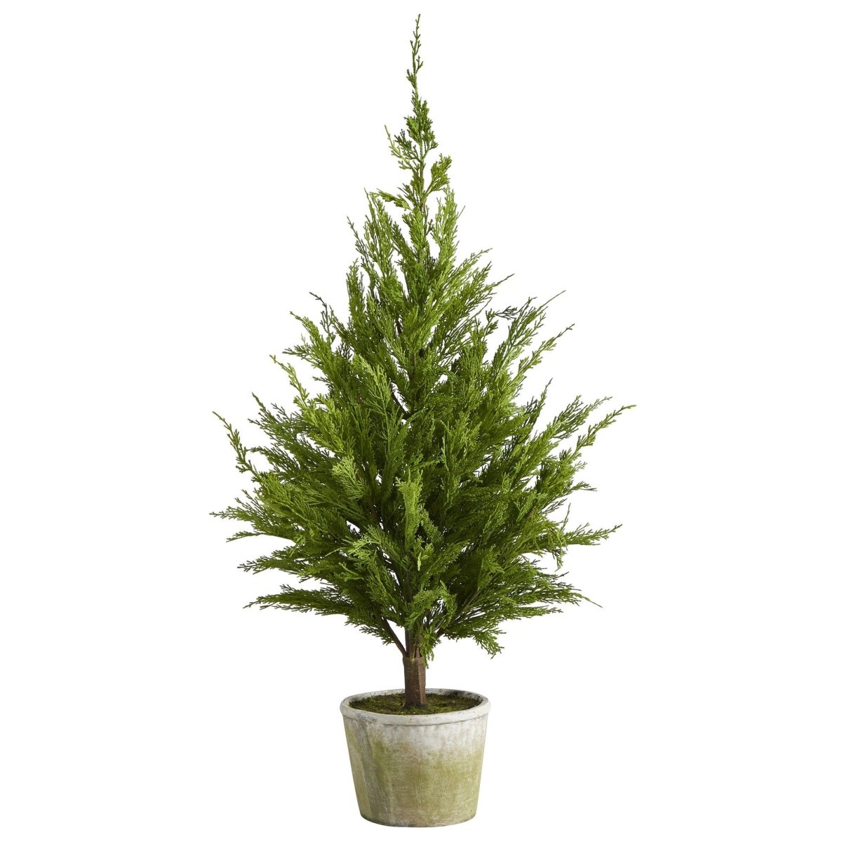 Nearly Natural 3.5 Ft Cedar Pine Artificial Christmas Tree - Natural Look with Planter