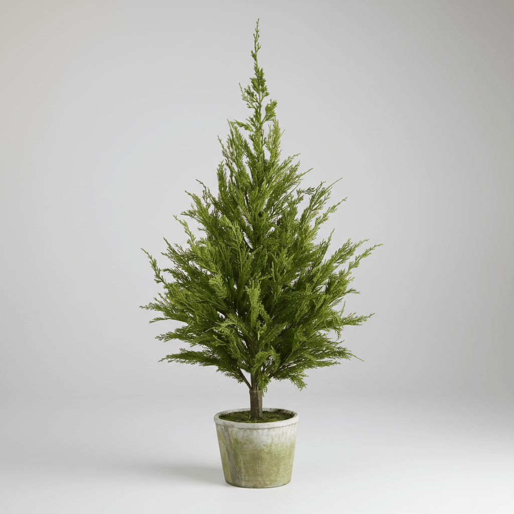 Nearly Natural 3.5 Ft Cedar Pine Artificial Christmas Tree - Natural Look with Planter