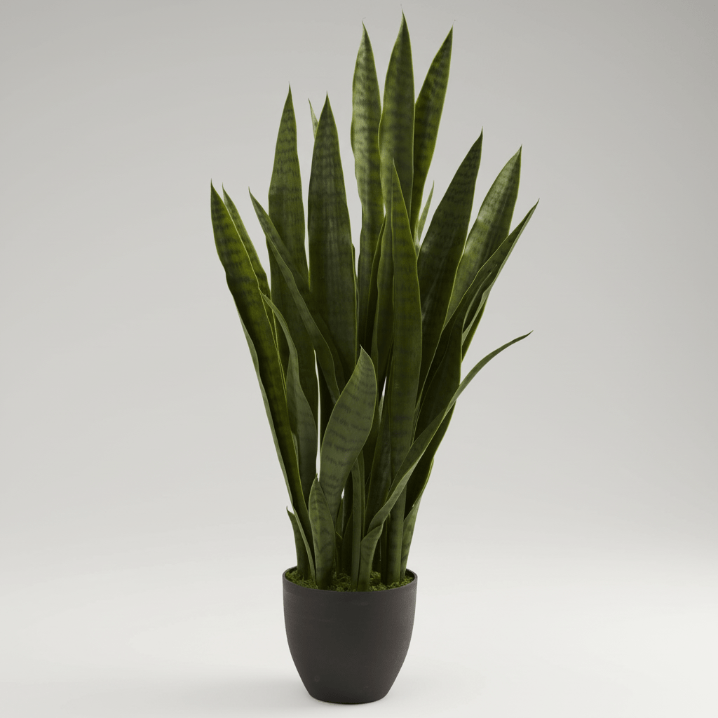 Nearly Natural 35" Sansevieria Artificial Plant in Black Planter