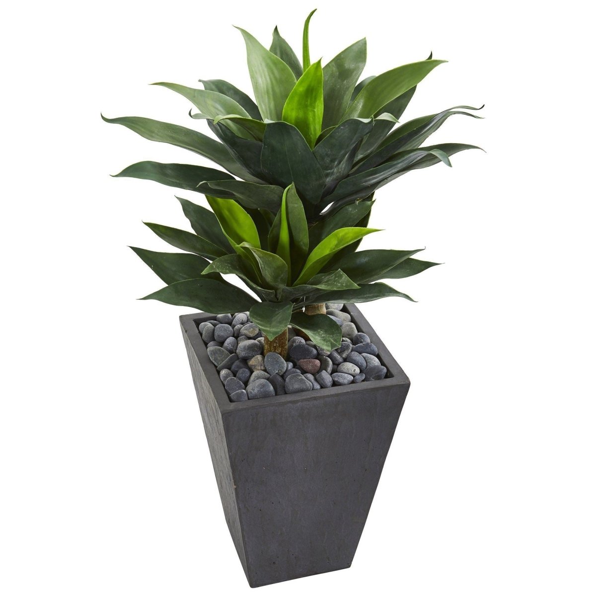 Nearly Natural 37” Double Agave Succulent Artificial Plant in Slate Planter