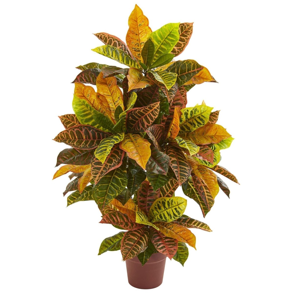 Nearly Natural 39” Croton Artificial Potted Plant (Real Touch)