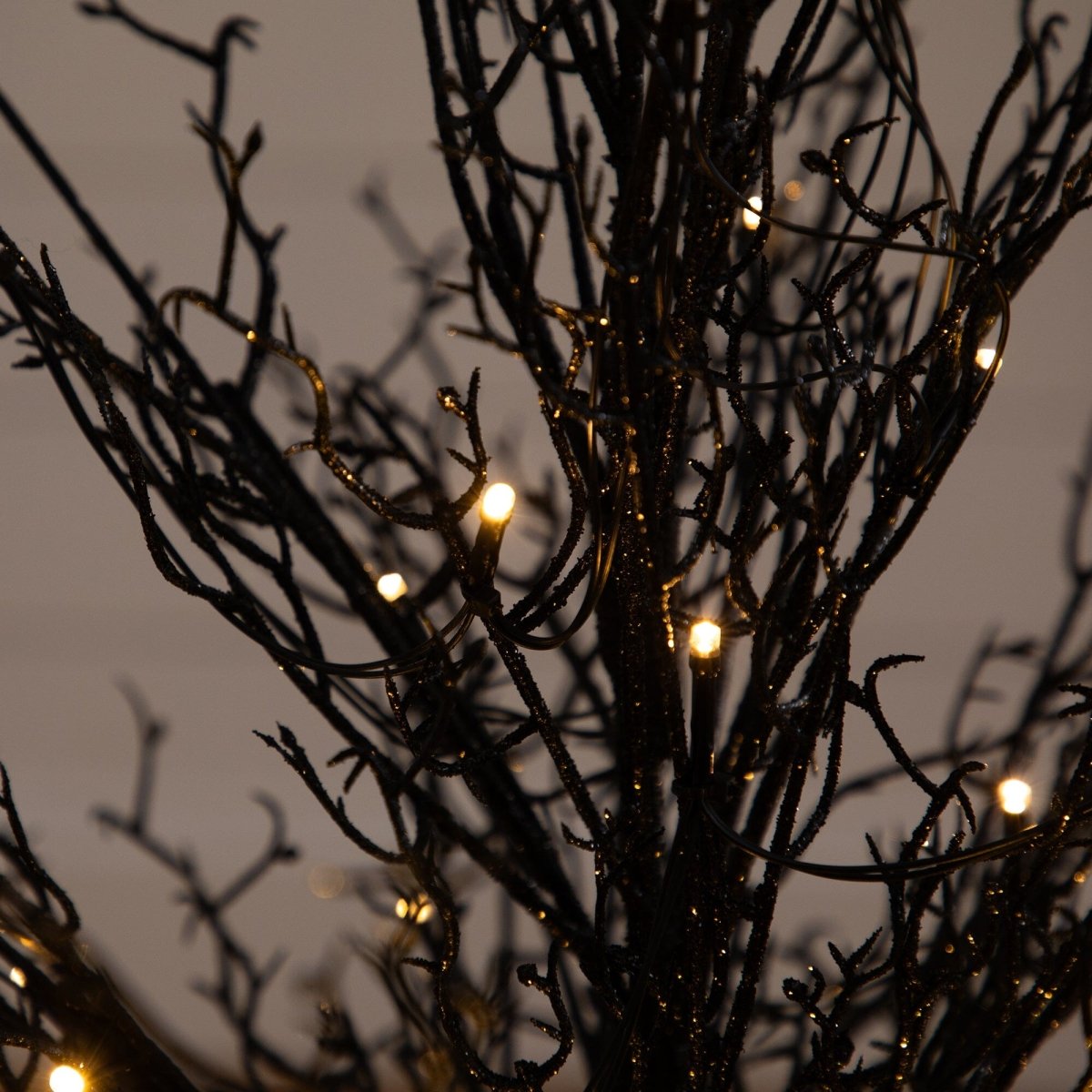 Nearly Natural 3ft Pre - Lit Black Twig Halloween Tree - 52 Warm LED, Burlap Base