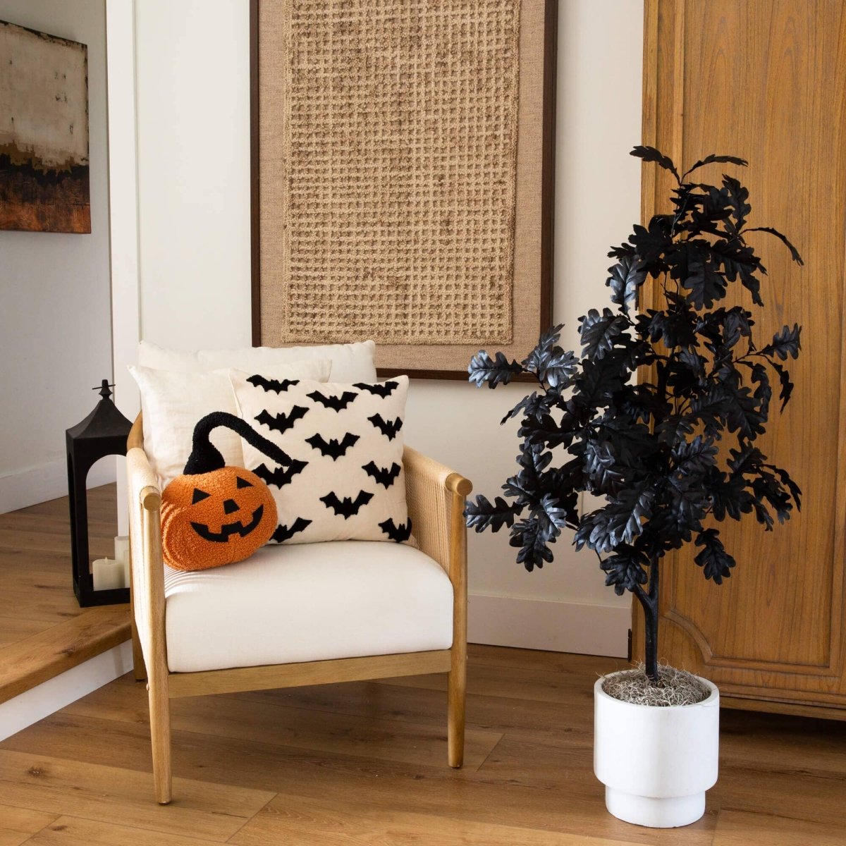 Nearly Natural 4' Artificial Black Oak Tree for Halloween