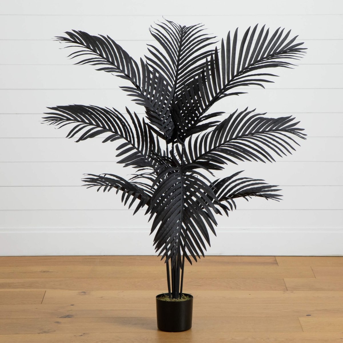 Nearly Natural 4' Artificial Black Paradise Palm Tree for Halloween