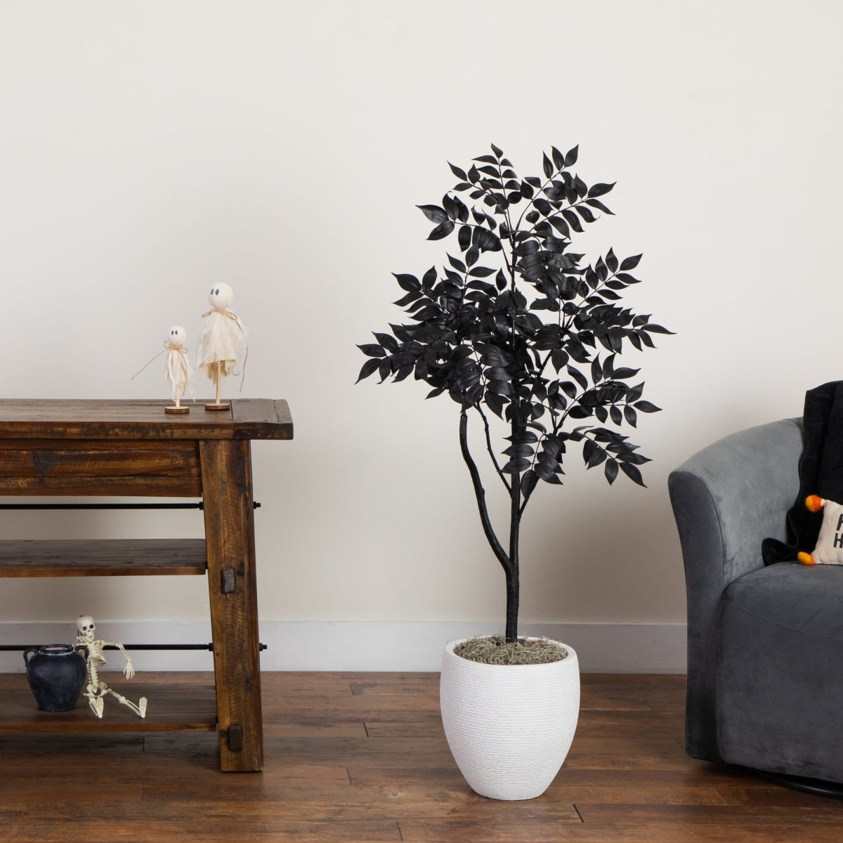 Nearly Natural 4' Artificial Black Sumac Tree for Halloween