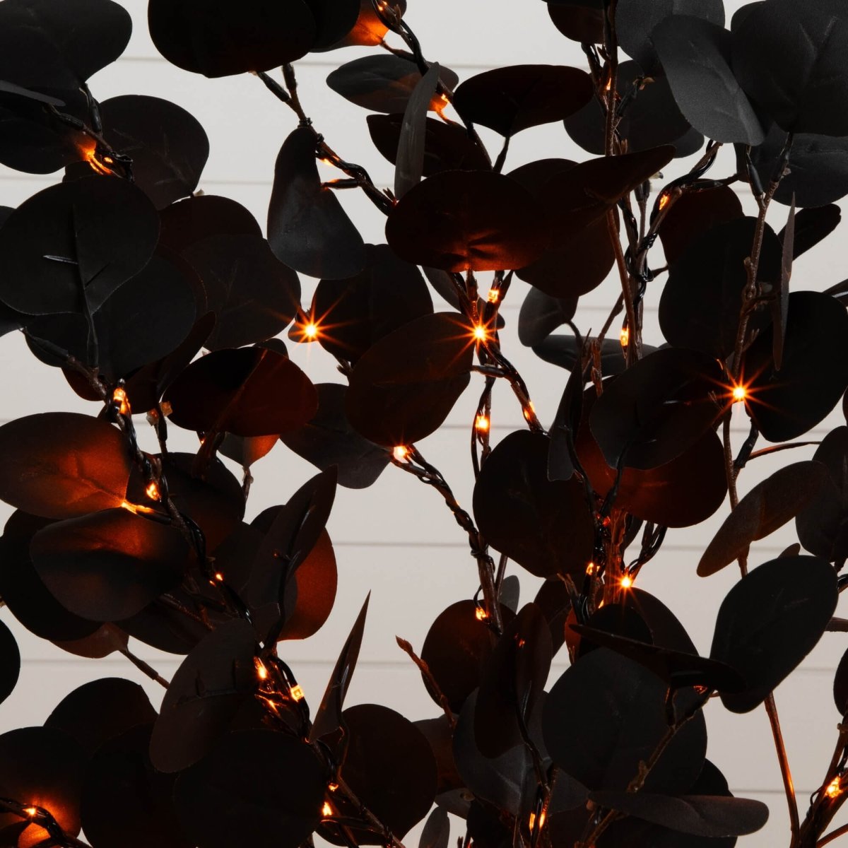 Nearly Natural 4' Pre-Lit Black Eucalyptus Halloween Tree with 160 Orange & Purple LEDs